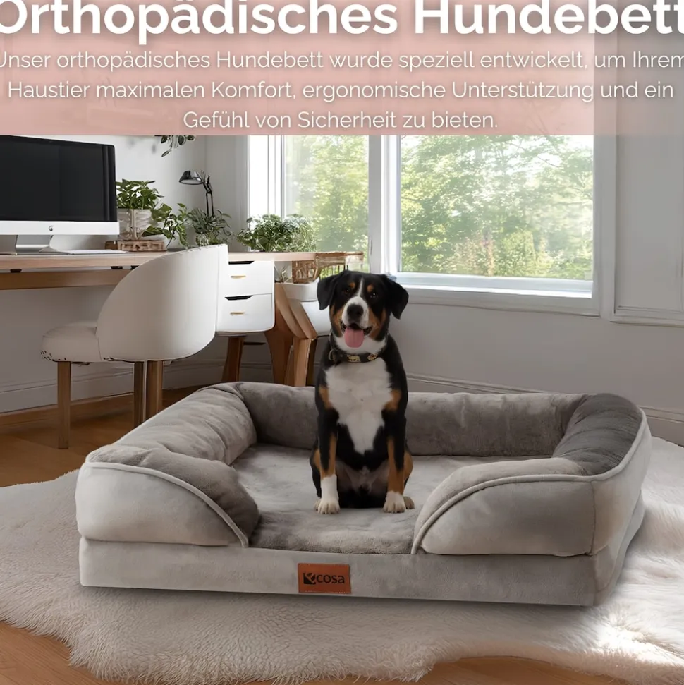 Ecosa Orthopädisches Hundebett 71x58x18cm Wasserfest Anti-Rutsch-Boden