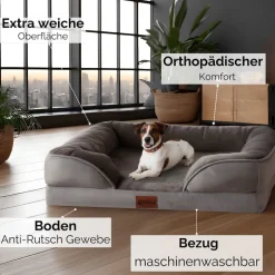 Ecosa Orthopädisches Hundebett 71x58x18cm Wasserfest Anti-Rutsch-Boden