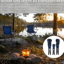 Ecosa 3-teiliges Campingmöbel Set mit 2 Klappstühlen und Campingtisch Faltbar Tragbar