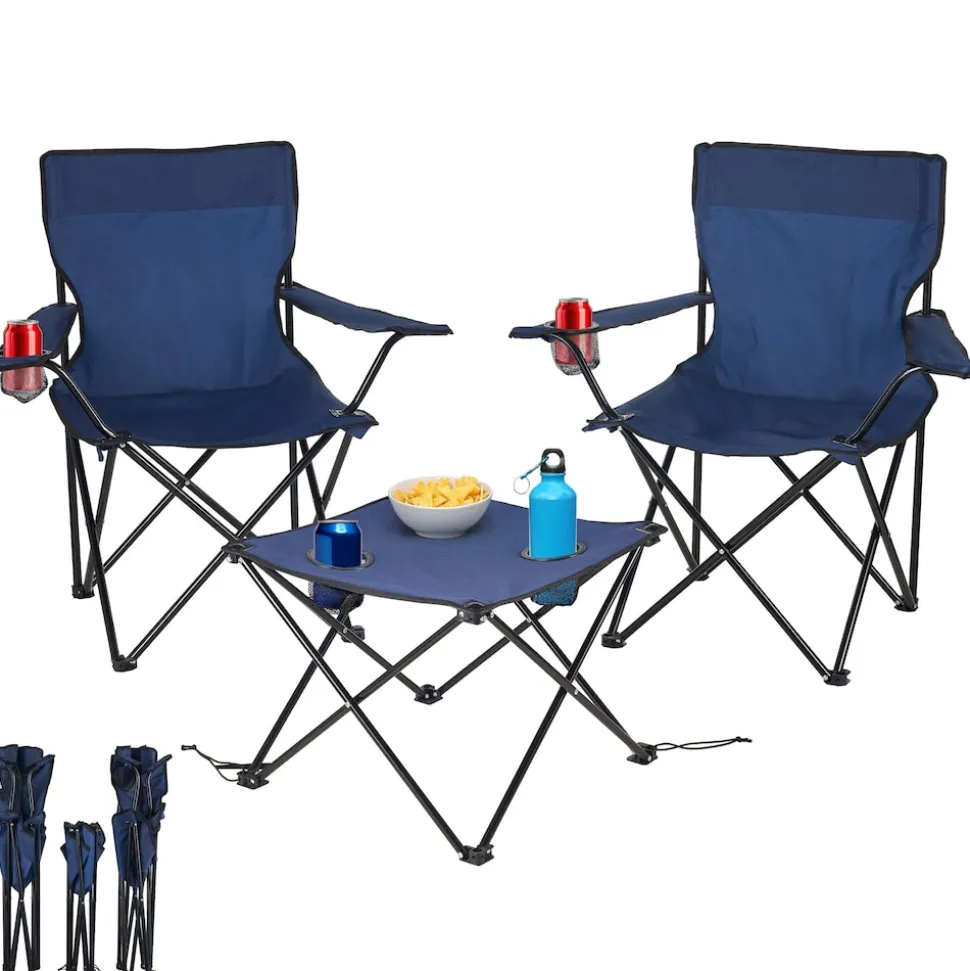 Ecosa 3-teiliges Campingmöbel Set mit 2 Klappstühlen und Campingtisch Faltbar Tragbar