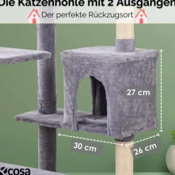 Ecosa XXL Katzenbaum Kratzbaum groß 170cm Kletterturm mit mehreren Plattformen