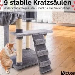 Ecosa XXL Katzenbaum Kratzbaum groß 170cm Kletterturm mit mehreren Plattformen