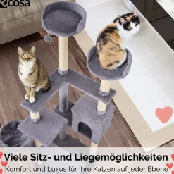 Ecosa XXL Katzenbaum Kratzbaum groß 170cm Kletterturm mit mehreren Plattformen