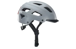 ECO Urban Fahrradhelm, ABS-Hartschale, mit LED-Licht und Reflektionsstreifen, Größe: 59-61 cm, Farbe: grau