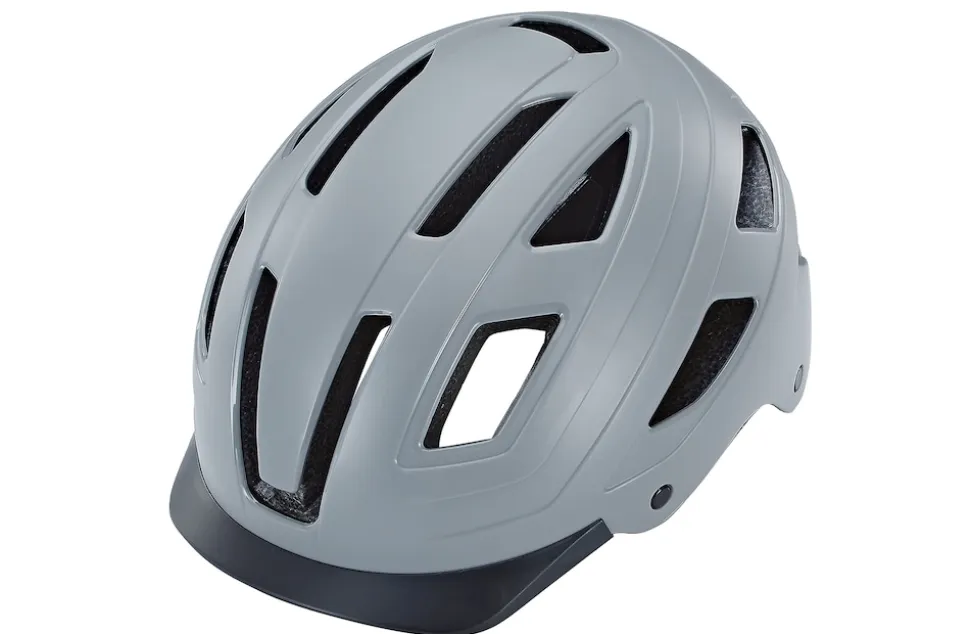 ECO Urban Fahrradhelm, ABS-Hartschale, mit LED-Licht und Reflektionsstreifen, Größe: 59-61 cm, Farbe: grau