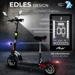 eFlux Lite Six Pro E-Scooter 1000 Watt, Straßenzulassung, 40 km/h, verstellbarer Sitz, Lithium-Akku