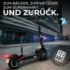 eFlux Lite Six Pro E-Scooter 1000 Watt, Straßenzulassung, 40 km/h, verstellbarer Sitz, Lithium-Akku