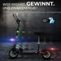 eFlux Lite Six Pro E-Scooter 1000 Watt, Straßenzulassung, 40 km/h, verstellbarer Sitz, Lithium-Akku