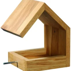 Eiche-Futterhaus mit Satteldach und Anflugstange