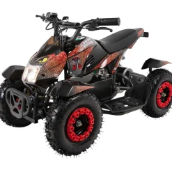 Elektro-Kinderquad Cobra, 800 Watt, bis 24 km/h, ab 8 Jahren, Federung, 3x 12V-Akku, Scheibenbremsen (Rot/Schwarz)
