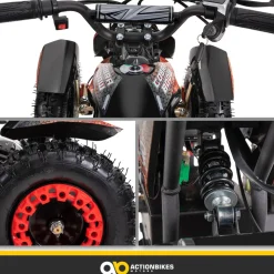 Elektro-Kinderquad Cobra, 800 Watt, bis 24 km/h, ab 8 Jahren, Federung, 3x 12V-Akku, Scheibenbremsen (Rot/Schwarz)