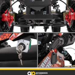 Elektro-Kinderquad Cobra, 800 Watt, bis 24 km/h, ab 8 Jahren, Federung, 3x 12V-Akku, Scheibenbremsen (Rot/Schwarz)