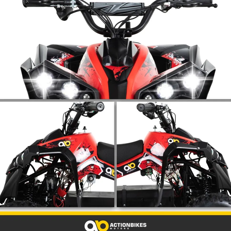 Elektro-Kinderquad Reneblade, Mini-Quad mit 1000 Watt, Federung, Scheibenbremsen, drosselbar, LEDs (Classic, Schwarz/Blau)