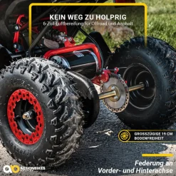Elektro-Kinderquad Reneblade, Mini-Quad mit 1000 Watt, Federung, Scheibenbremsen, drosselbar, LEDs (Classic, Schwarz/Blau)