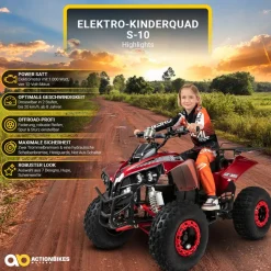 Elektro-Kinderquad S-10, Pocket-Quad mit 1000 Watt, Federung, Scheiben-/Trommelbremsen, bis 20 km/h (lackiert Camouflage)