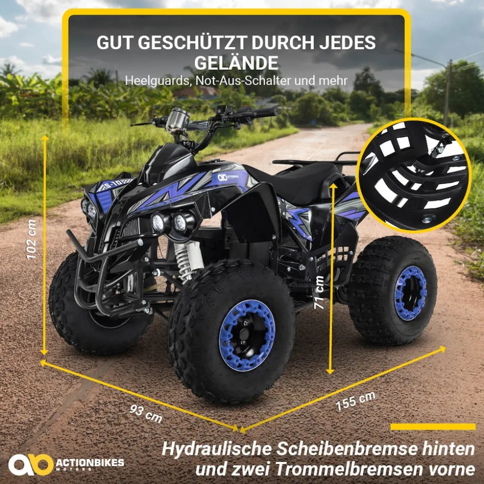 Elektro-Kinderquad S-10, Pocket-Quad mit 1000 Watt, Federung, Scheiben-/Trommelbremsen, bis 20 km/h (lackiert Camouflage)