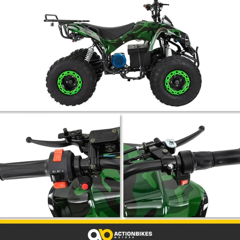Elektro-Kinderquad S-10, Pocket-Quad mit 1000 Watt, Federung, Scheiben-/Trommelbremsen, bis 20 km/h (lackiert Camouflage)