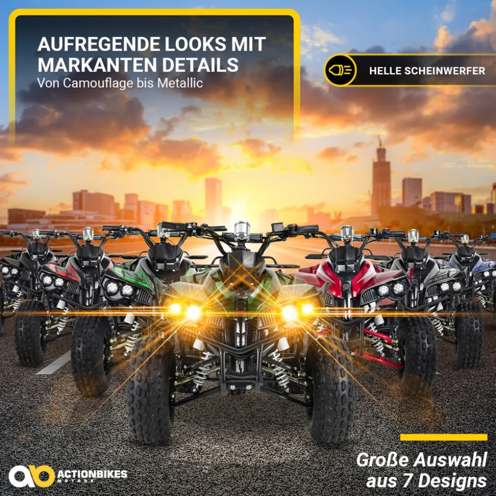 Elektro-Kinderquad S-10, Pocket-Quad mit 1000 Watt, Federung, Scheiben-/Trommelbremsen, bis 20 km/h (lackiert Camouflage)