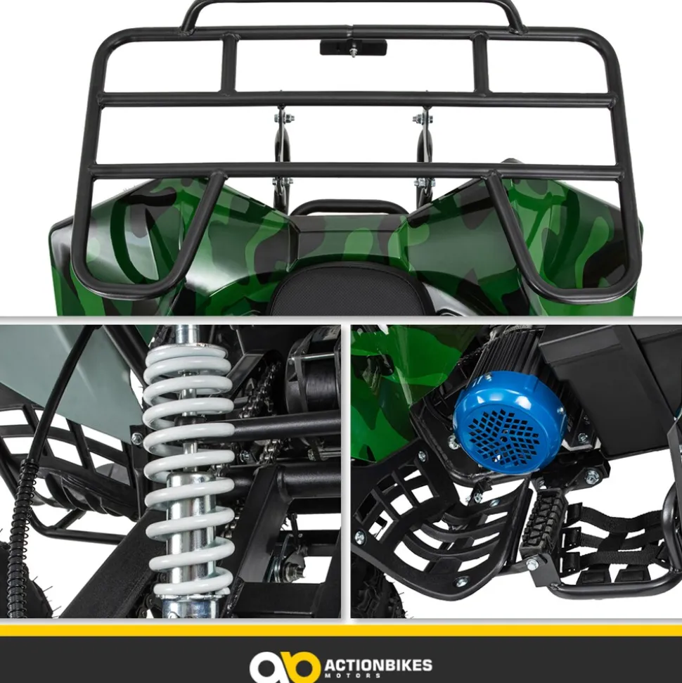 Elektro-Kinderquad S-10, Pocket-Quad mit 1000 Watt, Federung, Scheiben-/Trommelbremsen, bis 20 km/h (lackiert Camouflage)
