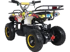 Elektro-Kinderquad Torino, 1000 Watt, Pocket-Quad mit Scheibenbremsen, 24 km/h, 3 x 12-Volt-Batterie (Gelb Graffiti)