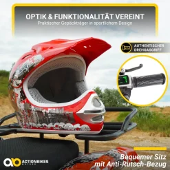 Elektro-Kinderquad Torino, 1000 Watt, Pocket-Quad mit Scheibenbremsen, 24 km/h, 3 x 12-Volt-Batterie (Gelb Graffiti)