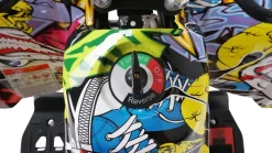 Elektro-Kinderquad Torino, 1000 Watt, Pocket-Quad mit Scheibenbremsen, 24 km/h, 3 x 12-Volt-Batterie (Gelb Graffiti)