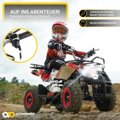 Elektro-Kinderquad Torino, 1000 Watt, Pocket-Quad mit Scheibenbremsen, 24 km/h, 3 x 12-Volt-Batterie (Gelb Graffiti)