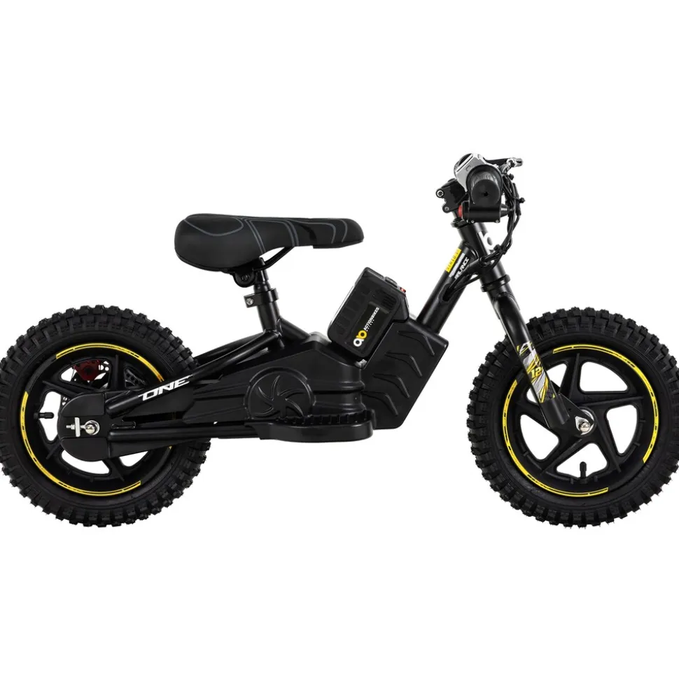 Elektro-Laufrad, 12 Zoll, Kinder-Balance-Bike m. 250 Watt, Scheibenbremsen, 3 Geschwindigkeitsstufen (Gelb)