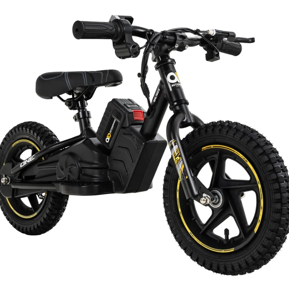 Elektro-Laufrad, 12 Zoll, Kinder-Balance-Bike m. 250 Watt, Scheibenbremsen, 3 Geschwindigkeitsstufen (Gelb)