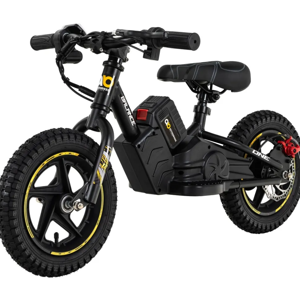 Elektro-Laufrad, 12 Zoll, Kinder-Balance-Bike m. 250 Watt, Scheibenbremsen, 3 Geschwindigkeitsstufen (Gelb)