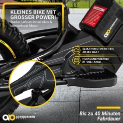 Elektro-Laufrad, 12 Zoll, Kinder-Balance-Bike m. 250 Watt, Scheibenbremsen, 3 Geschwindigkeitsstufen (Gelb)