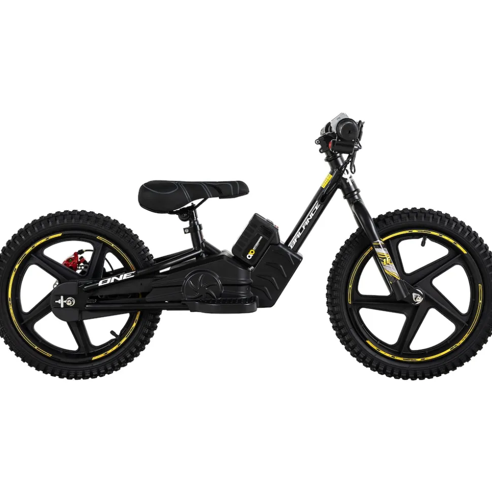 Elektro-Laufrad, 16 Zoll, Kinder-Balance-Bike m. 250 Watt, Scheibenbremsen, 3 Geschwindigkeitsstufen (Gelb)