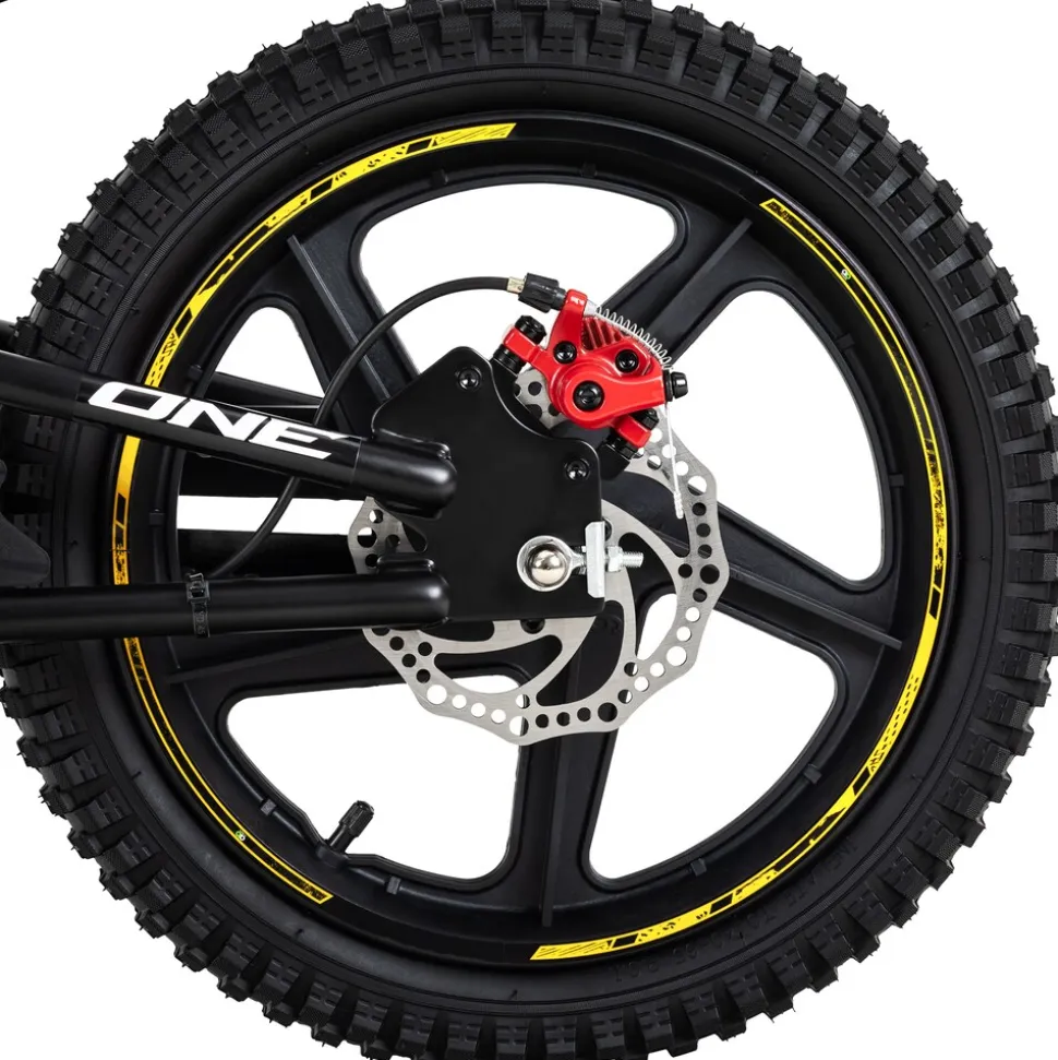 Elektro-Laufrad, 16 Zoll, Kinder-Balance-Bike m. 250 Watt, Scheibenbremsen, 3 Geschwindigkeitsstufen (Gelb)