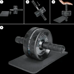 EliteAthlete® Bauchroller Bauchmuskeltrainer - AB Roller - Bauchtrainer für Zuhause - Bauch Weg - Abdominal Trainer - AB Wheel inkl. gepolsterter Kniematte - Blau