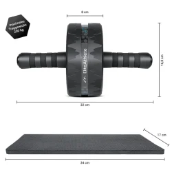 EliteAthlete® Bauchroller Bauchmuskeltrainer - AB Roller - Bauchtrainer für Zuhause - Bauch Weg - Abdominal Trainer - AB Wheel inkl. gepolsterter Kniematte - Blau