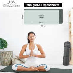 EliteAthlete® Yogamatte - Sportmatte - Fitnessmatte - Gymnastikmatte gepolstert & rutschfest für Fitness, Pilates - Yoga Matte - 183 cm x 61 cm x 0.6 cm - Trainingsmatte inkl. Transportgurt + Tasche - Deep Forest