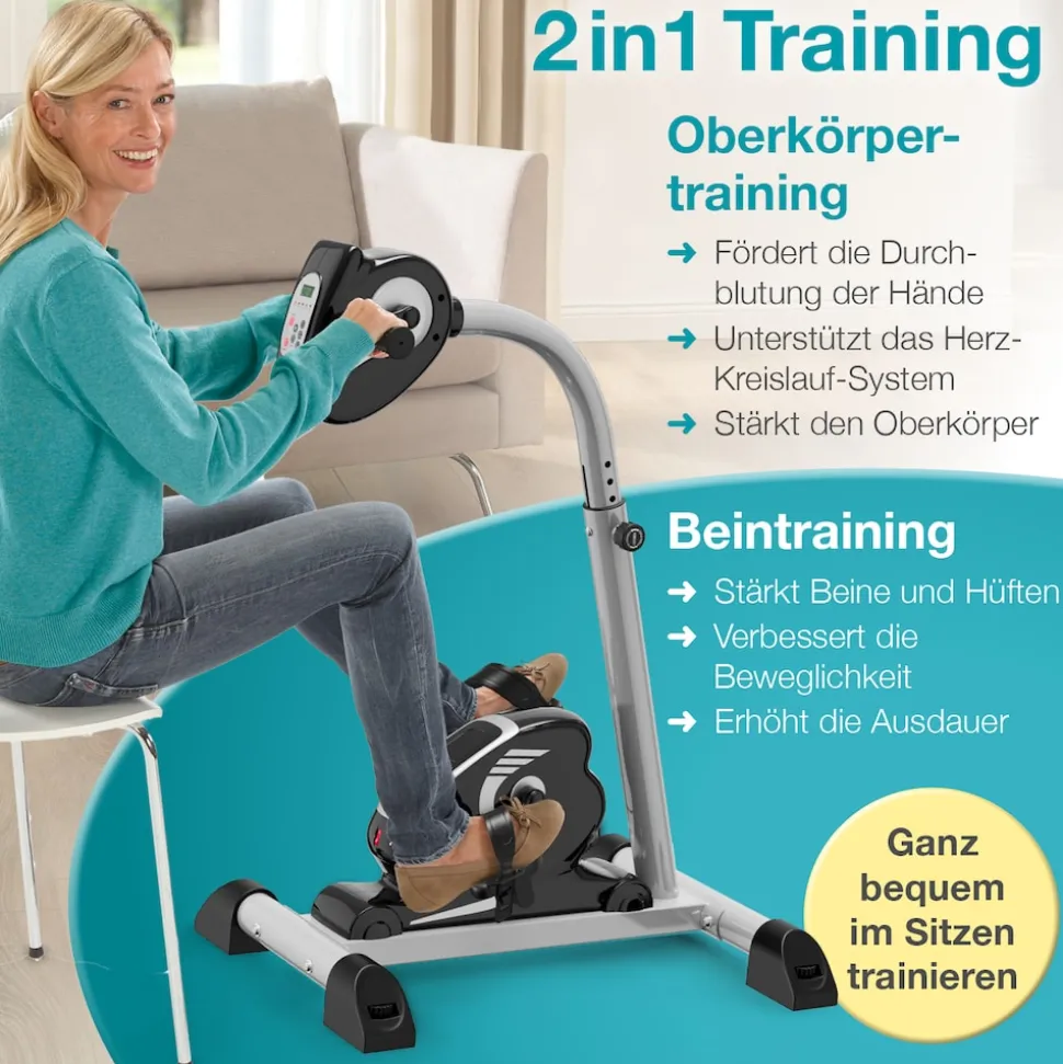 ELONEO Arm- und Beintrainer aktiv »2in1« mit Motor, Elektro Heimtrainer höhenverstellbar inkl. Trainingscomputer mit 6 Trainingsprogrammen
