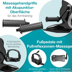 ELONEO 2in1 Arm- und Beintrainer, Elektro-Mini-Heimtrainer 3.0, Pedealtrainer mit Motor, inkl. Trainingsdisplay, Massage-Handgriffe Anti-Rutschmatt