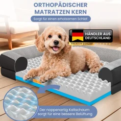 ELONEO Orthopädisches Hundebett, Schwarz - Größe S