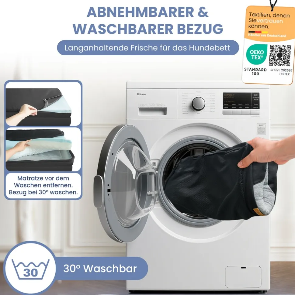 ELONEO Orthopädisches Hundebett, Schwarz - Größe S