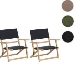 2er-Set Bambus Campingstuhl MCW-Q42, Gartenstuhl Balkonstuhl Freizeitstuhl klappbar Outdoor Stoff/Textil ~ schwarz