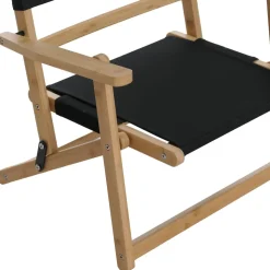 2er-Set Bambus Campingstuhl MCW-Q42, Gartenstuhl Balkonstuhl Freizeitstuhl klappbar Outdoor Stoff/Textil ~ schwarz
