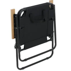 2er-Set Campingstuhl MCW-Q43, Gartenstuhl Balkonstuhl Freizeitstuhl, klappbar Bambus Metall Stoff/Textil ~ schwarz