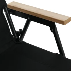 2er-Set Campingstuhl MCW-Q43, Gartenstuhl Balkonstuhl Freizeitstuhl, klappbar Bambus Metall Stoff/Textil ~ schwarz