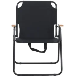 2er-Set Campingstuhl MCW-Q43, Gartenstuhl Balkonstuhl Freizeitstuhl, klappbar Bambus Metall Stoff/Textil ~ schwarz