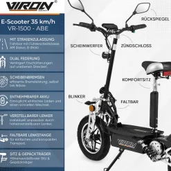 E-Scooter - VR-1500-EEC - mit Straßenzulassung - schwarz