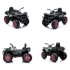 ES-Toys Elektro Kinderquad MP3, USB, Batterieanzeige, Stoßdämpfer, 2x12V Motoren dunkelgrün