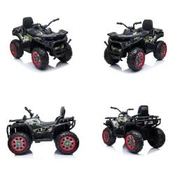 ES-Toys Elektro Kinderquad MP3, USB, Batterieanzeige, Stoßdämpfer, 2x12V Motoren dunkelgrün