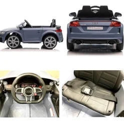 ES-Toys Kinder Elektroauto Audi TTRS, EVA-Reifen, Sicherheitsgurt, Fernbedienung grau-blau