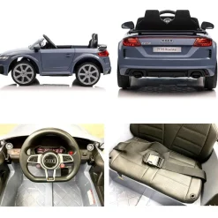 ES-Toys Kinder Elektroauto Audi TTRS, EVA-Reifen, Sicherheitsgurt, Fernbedienung grau-blau